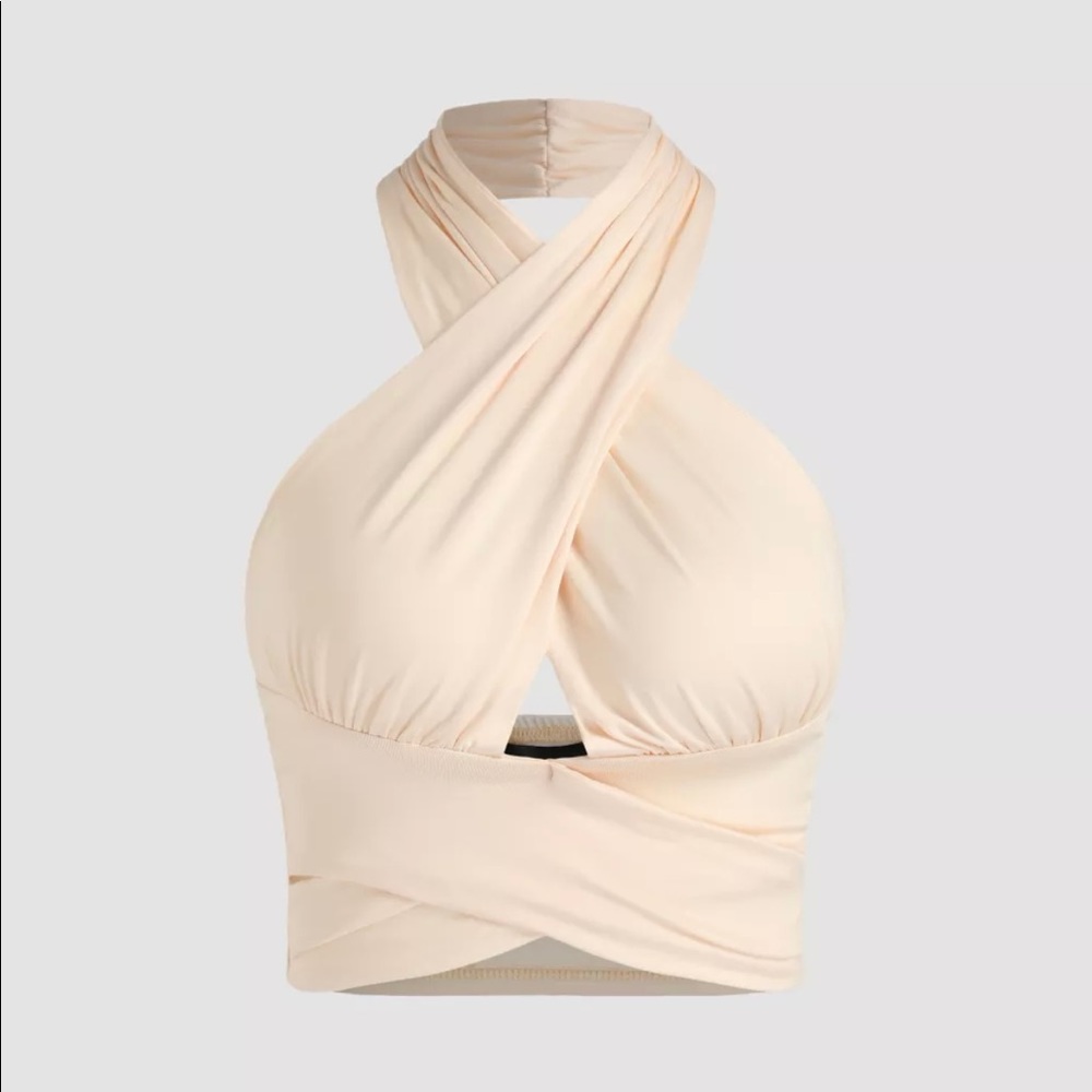 CIDER: Solid Crossover Halter Tank Top - NWT